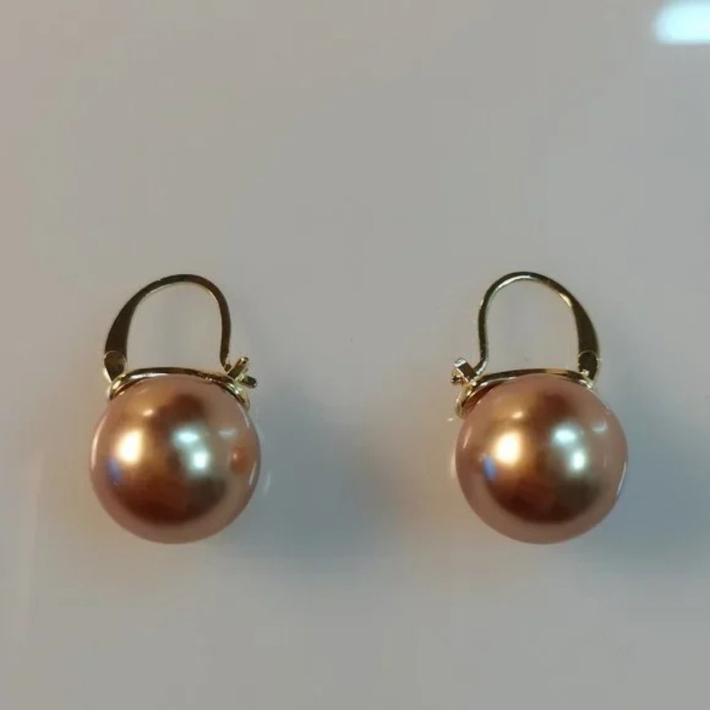 Beautiful Korean Pearl Drop Earrings Rose Gold - Picture 2 of 3